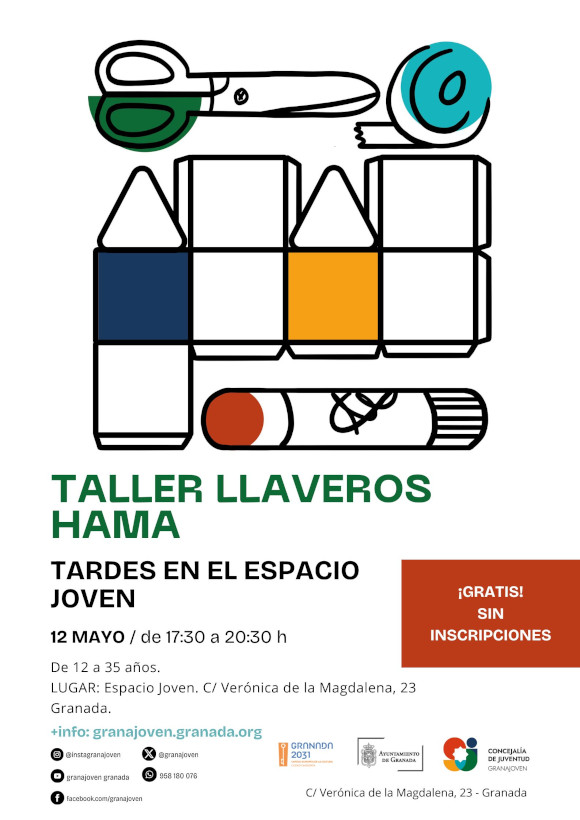 ©Ayto.Granada: Enredate: Tardes en el Espacio Joven. Taller LLAVEROS HAMA